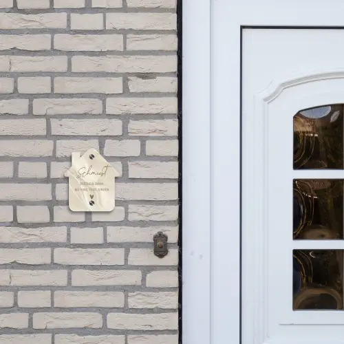 Beige - Marmer - Sierlijk Naambord Huisje klein -sfeer1
