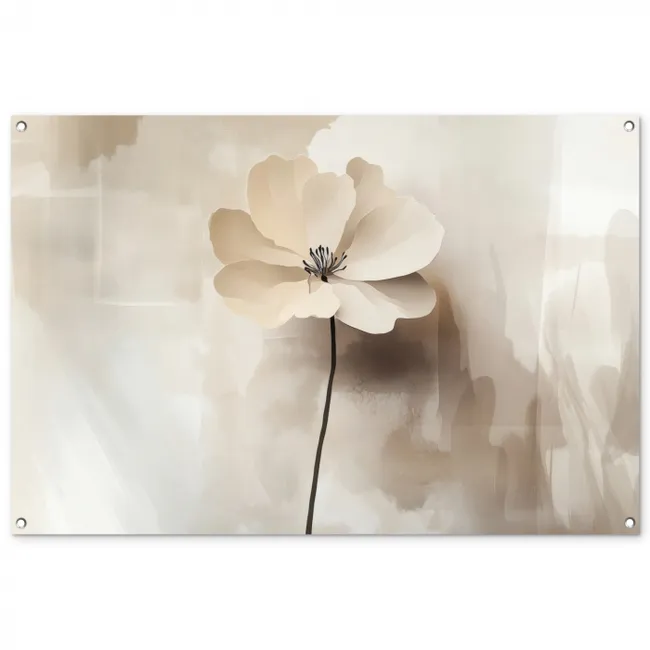 Tuinposter - Bloem - Beige - Verf - Schaduw