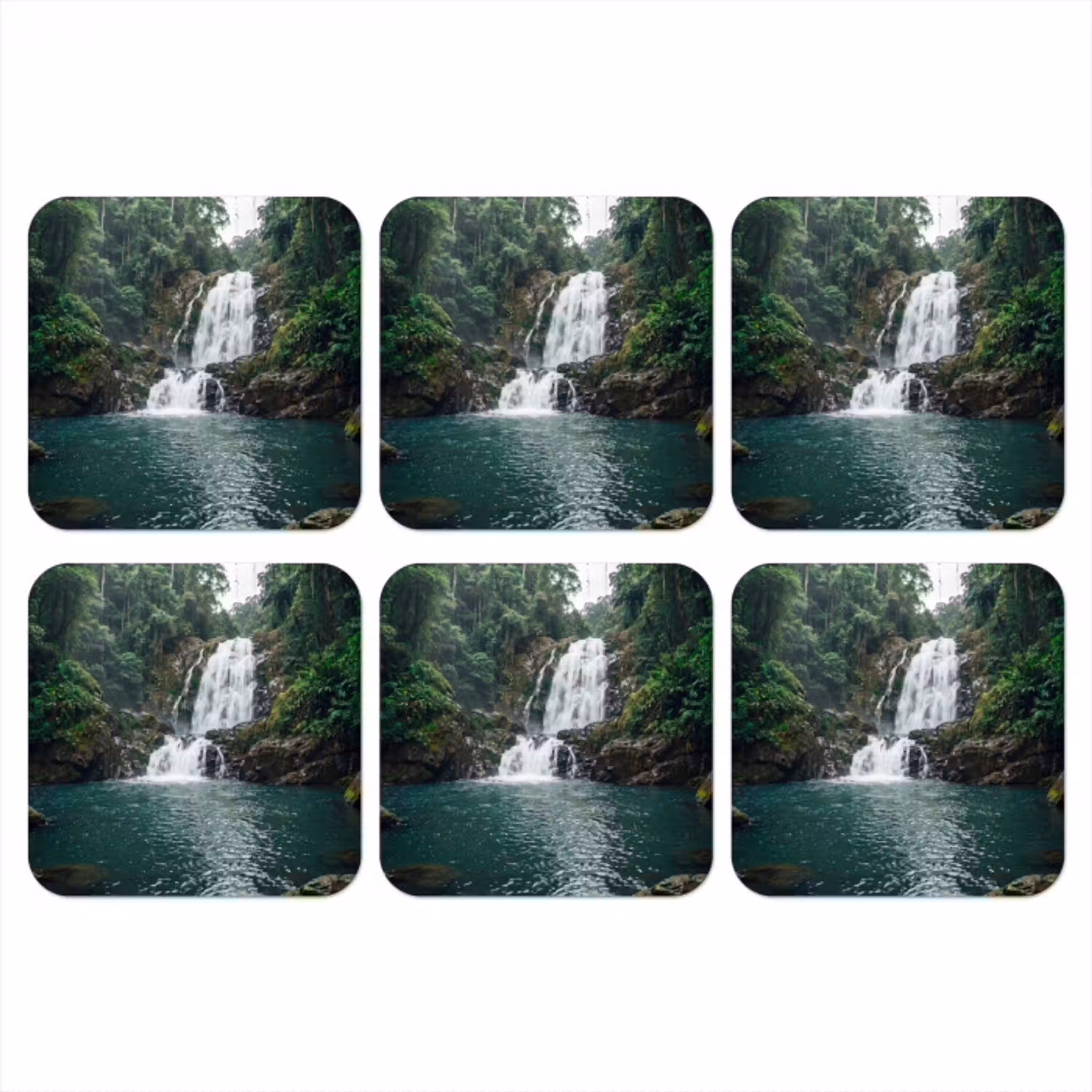 Waterfall - Forest - Nature - Greenkhgyguyg onderzetter kurk middel -3d