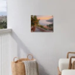 Middelandse zee - Sinaasappel - Heuvels - Zee tuinposter los doek klein -sfeer8