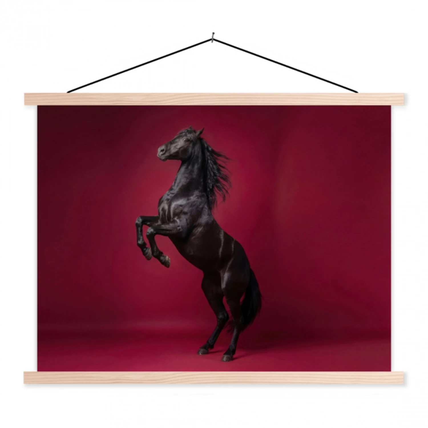 Hengst - Steigert - Rood textielposter latten blank klein -3d