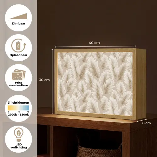 Botanisch - Patroon - Beige Light Box met batterij (Wandlamp) middel 907 -USP_websiteoverzichtNL