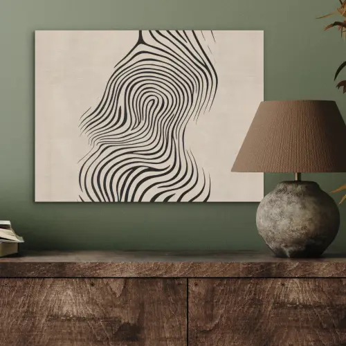 Lijnen - Abstract - Golvend - Zwart PET vilt klein -sfeer2