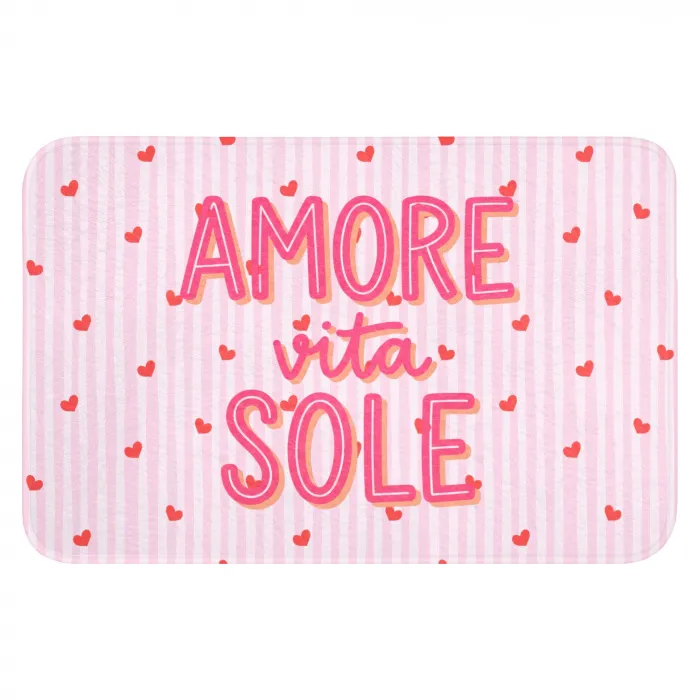 Amore vita sole - Roze - Hartjes Badmat klein -3d