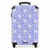 Bloemen en bladeren op blauwe achtergrond NBS - Handbagage koffer - Kinderen Unisex middel -productfoto_recht