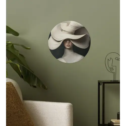 Modern - Vrouw - Hoed Wandcirkel behangsticker klein -sfeer2