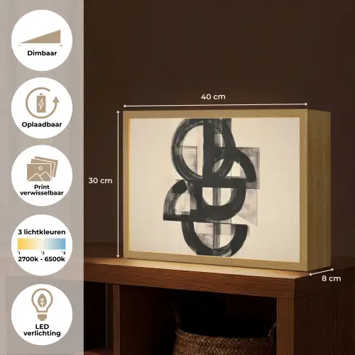 Cirkels - Lijnen - Vormen - Zwart Light Box met batterij (Wandlamp) middel -USP_websiteoverzichtNL
