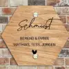 Licht hout - Sierlijk Naambord Hexagon klein -sfeer2