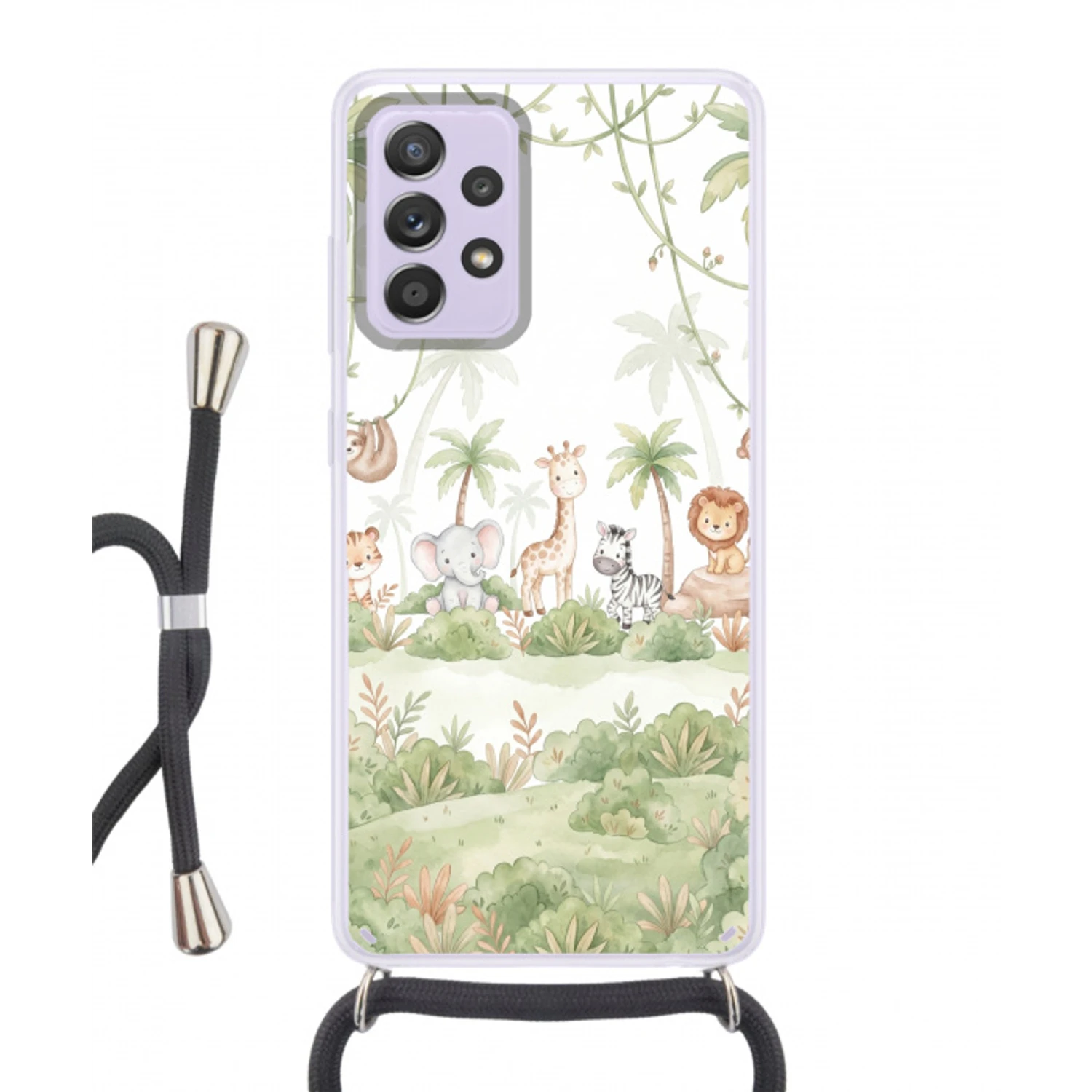 Dieren - Jungle - Pastel Hoesje Samsung Galaxy A52 5G met koord klein -3d