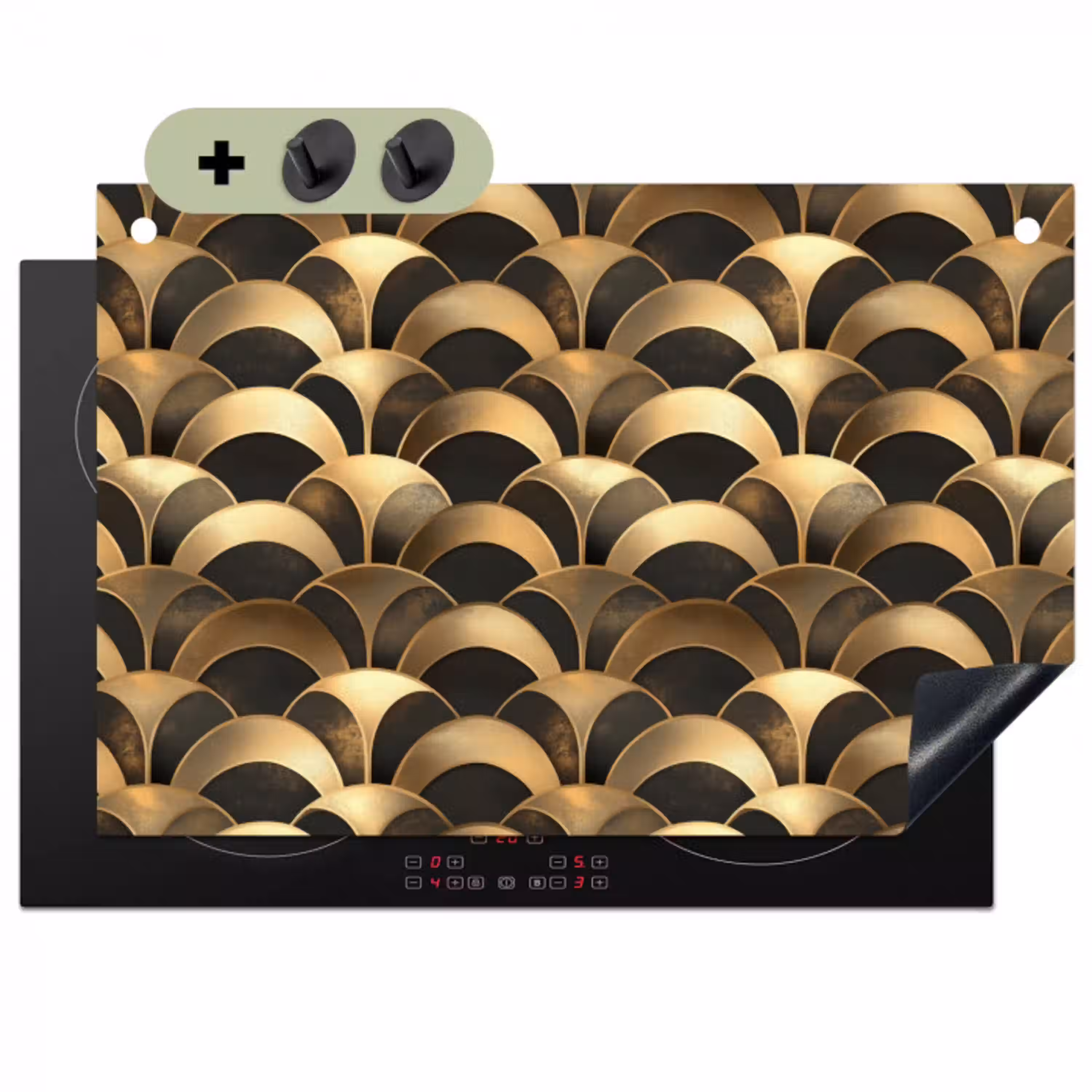 Schubben - Structuur - Goud Inductie beschemer met haakjes klein 777 -3d