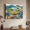 Heuvellandschap - Fantasierijk - Kleurcontrasten Textielframe zwart klein -sfeer3