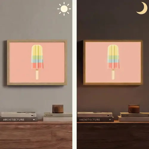 Waterijsje - Pasteltinten - Minimalistisch Light Box met batterij (Wandlamp) middel -sfeer3