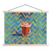 Mok - Koffie - Zigzag - Slagroom textielposter latten blank klein -3d