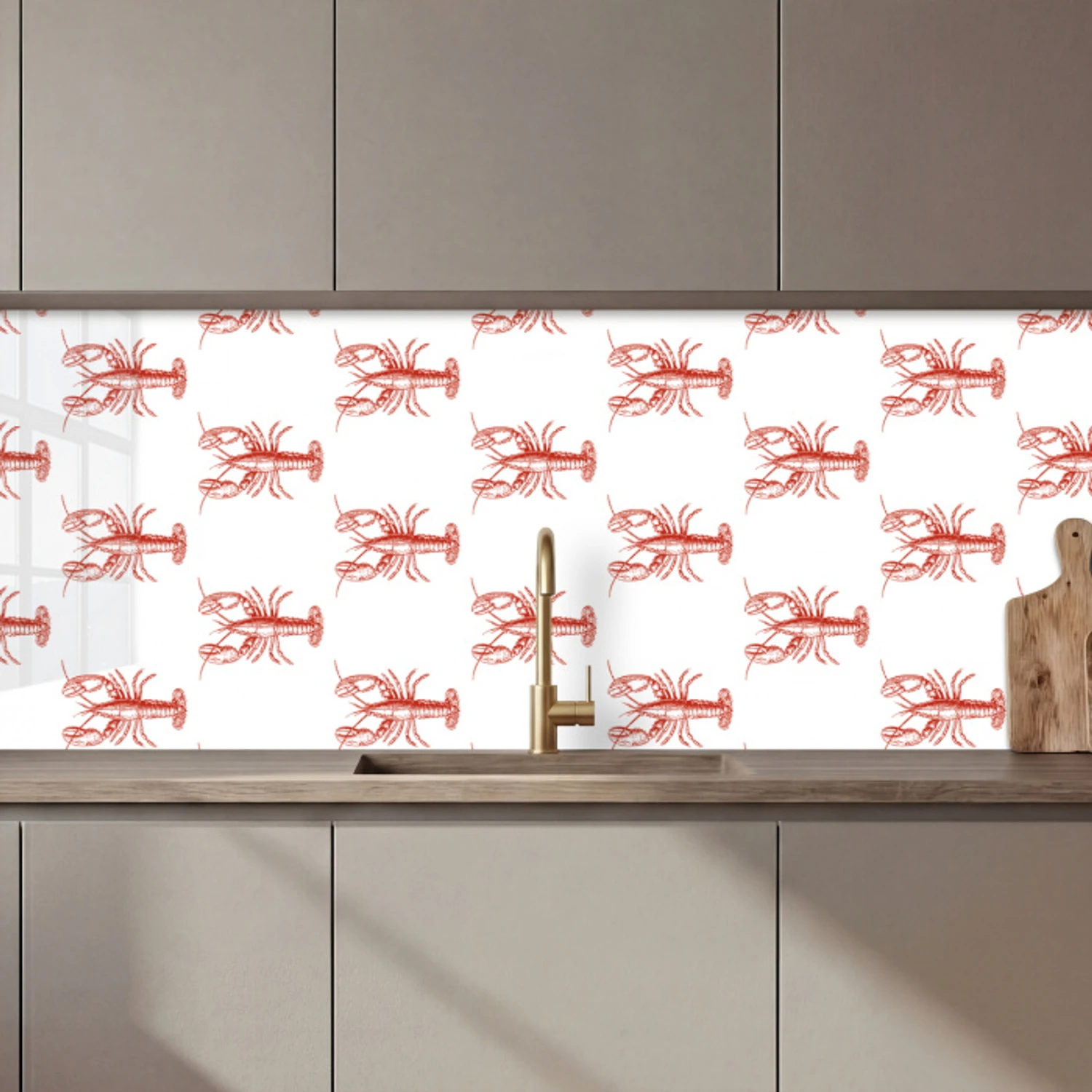 Kreeften - Rood - Patroon keuken achterwand 2 middel zz_3dshopping