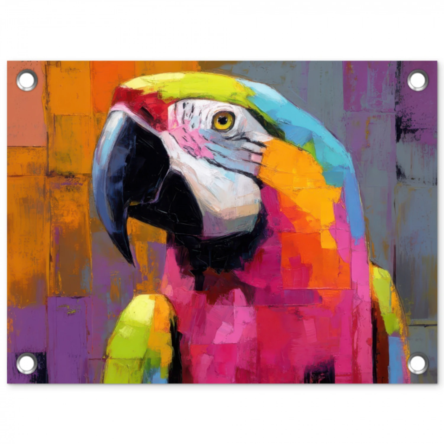 Papegaai - Kleurrijk - Schilderij - Tropisch tuinposter los doek klein -3d