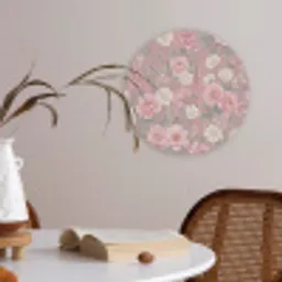 Pioenrozen - Vingerhoedskruid - Pink Akoestische PET Vilt - Rond klein -sfeer3