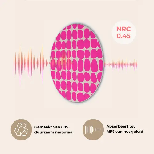 Stippen - Patroon - Roze Akoestische PET Vilt - Rond klein 838 -USP_NL