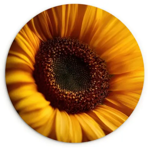 Geel - Zonnebloem - Zomers Wandcirkel kunststof plaat 5mm dik klein -3d