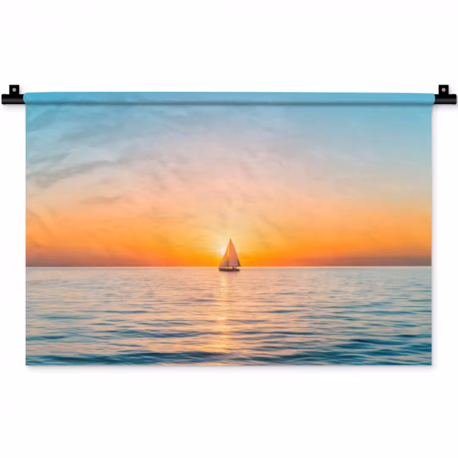 Wandteppich - Meer - Segelboot - Sonnenuntergang