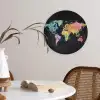 Wereldkaart - Krijtstrepen - Regenboog Wandcirkel plexiglas klein -sfeer4