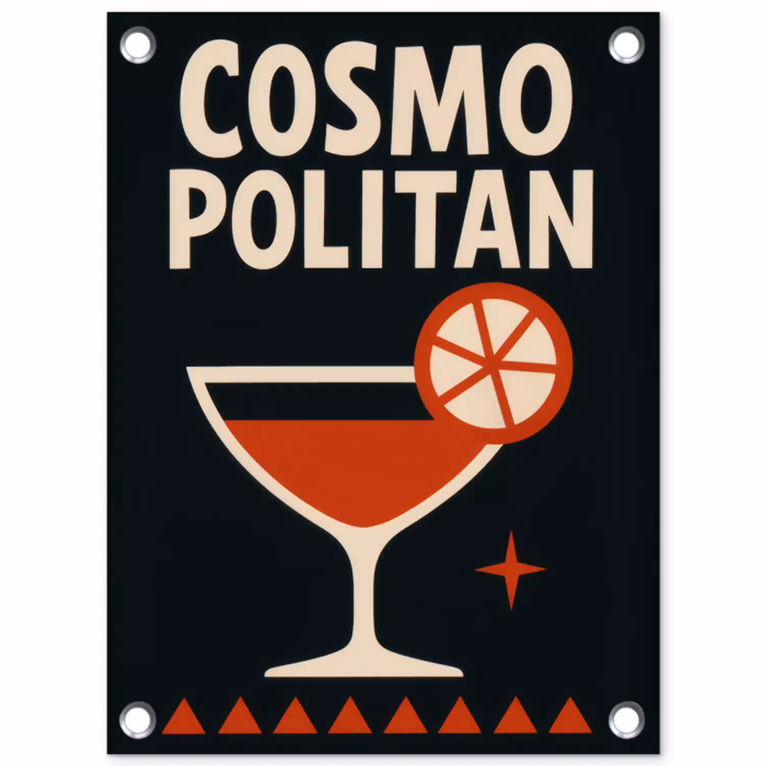 Cocktail - Zwart - Illustratie tuinposter los doek klein -3d