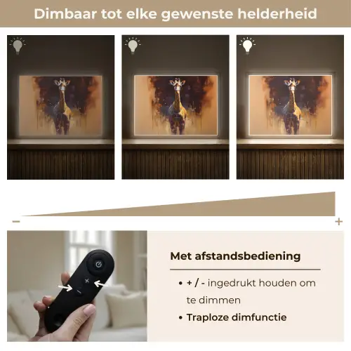 Giraf - Bruin - Abstract - Geschilderd Light Box met batterij (Wandlamp) middel -USP_dimbaarNL