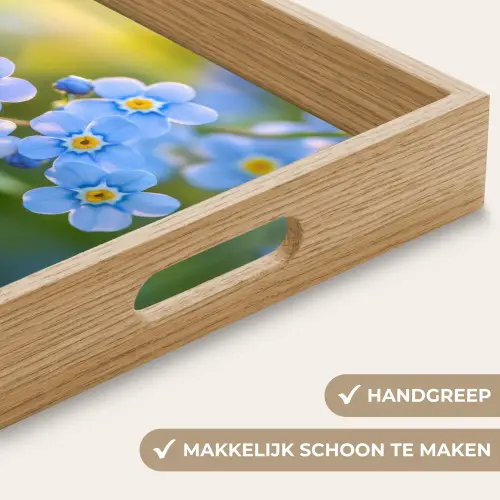 Bloemetjes - Blauw - Vergeet mij nietjes Dienblad Rechthoek middel -USP_HandgreepNL