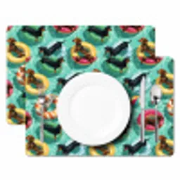 Teckels - Zwembad - Kleurrijk Placemat vinyl groot 368 -zzsfeer2_Kitchenyeah-website