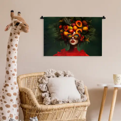 Vrouw - Vruchten - Papaja - Ananas Wandkleed katoen klein -wsfeer5_kind