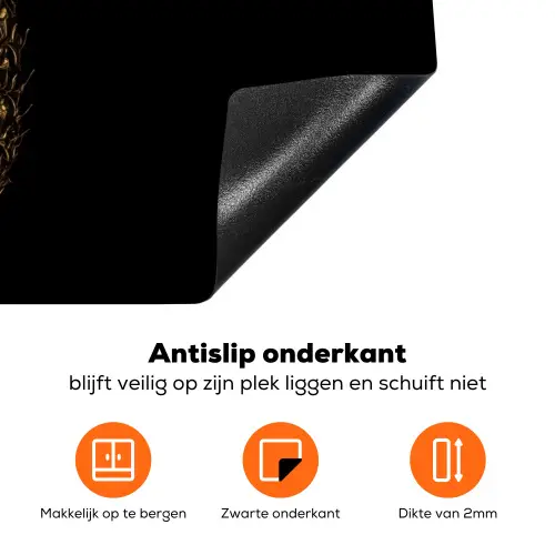 Ananas - Zwart - Goud - Luxe Inductie beschermer vinyl 3mm klein -zzzzzzz-td-onderkant