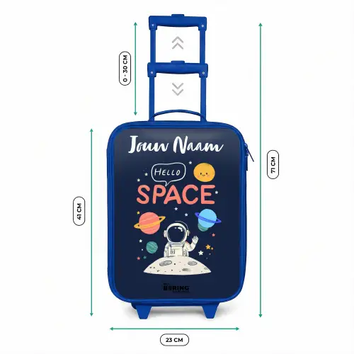Astronaut - Quote - Planeten - Sterren Kinderkoffer - Blauw klein -productfoto_formaten