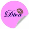 Diva - Lip - Panterprint - Roze Wandcirkel behangsticker klein -3d