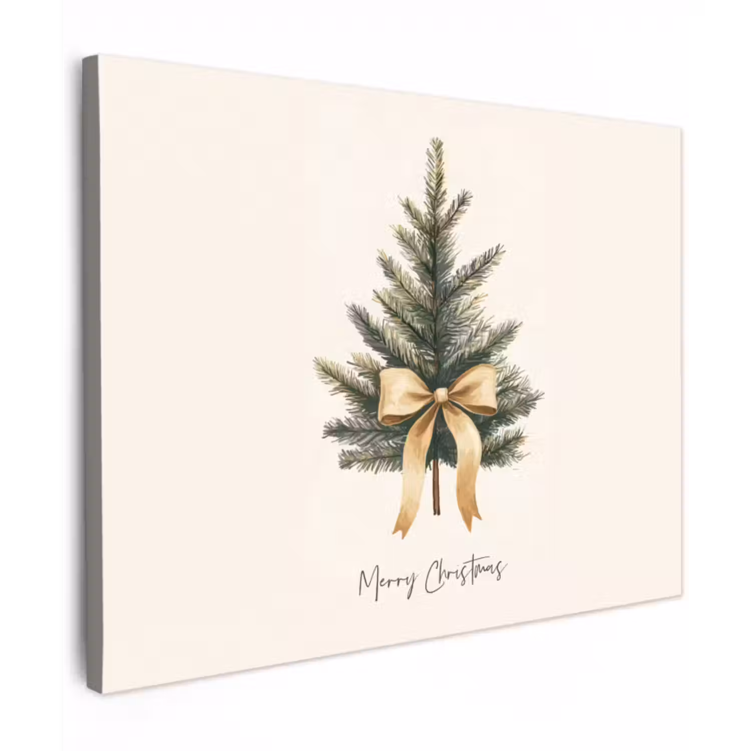 Canvas schilderij - Kerstboom - Kerst - Merry Christmas - Beige