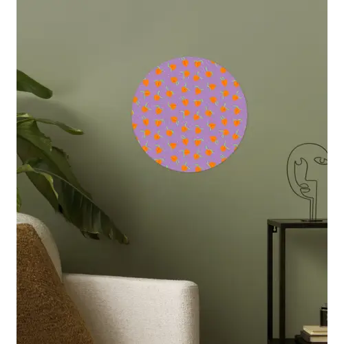 Paars - Oranje - Perzik Wandcirkel behangsticker klein 186 -sfeer2