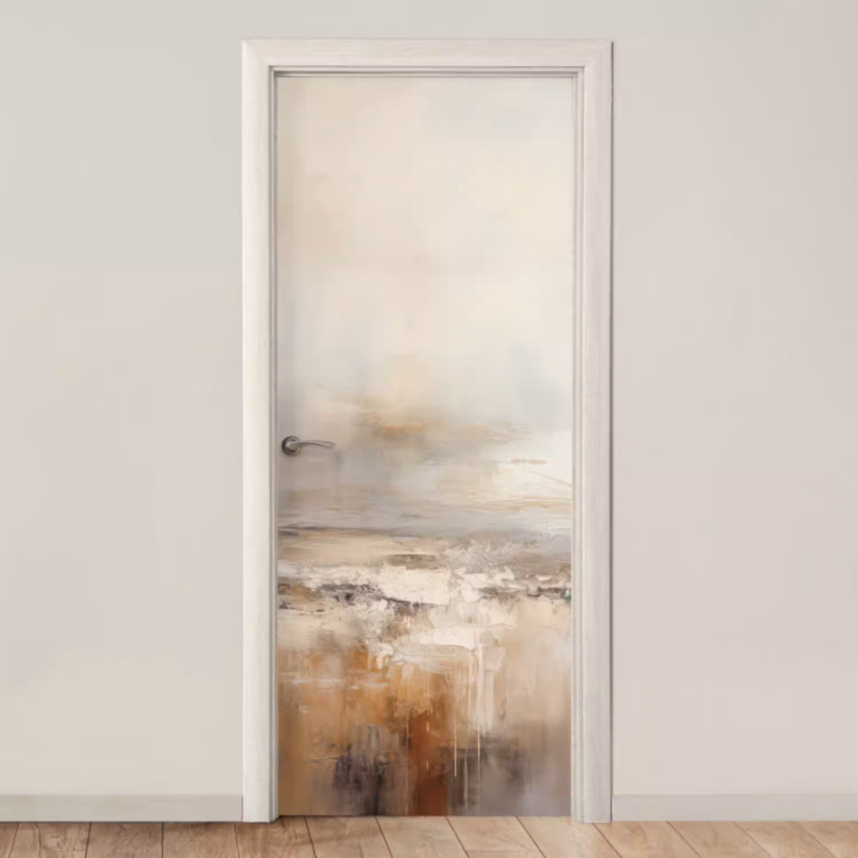 Kunst - Industrieel - Grijs - Bruin - Abstract deurposter klein -3d_beige