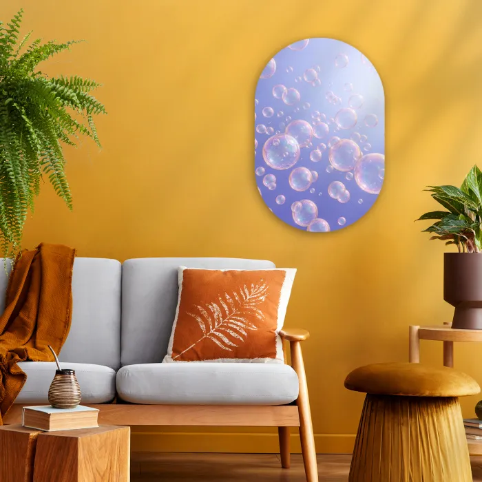 Pastel - Bubbels - Dromerig Wandcirkel Ovaal Forex klein -sfeer4