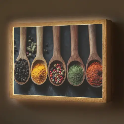 Houten - Lepels - Specerijen - Kruiden Light Box met batterij (Wandlamp) middel -z3d_website