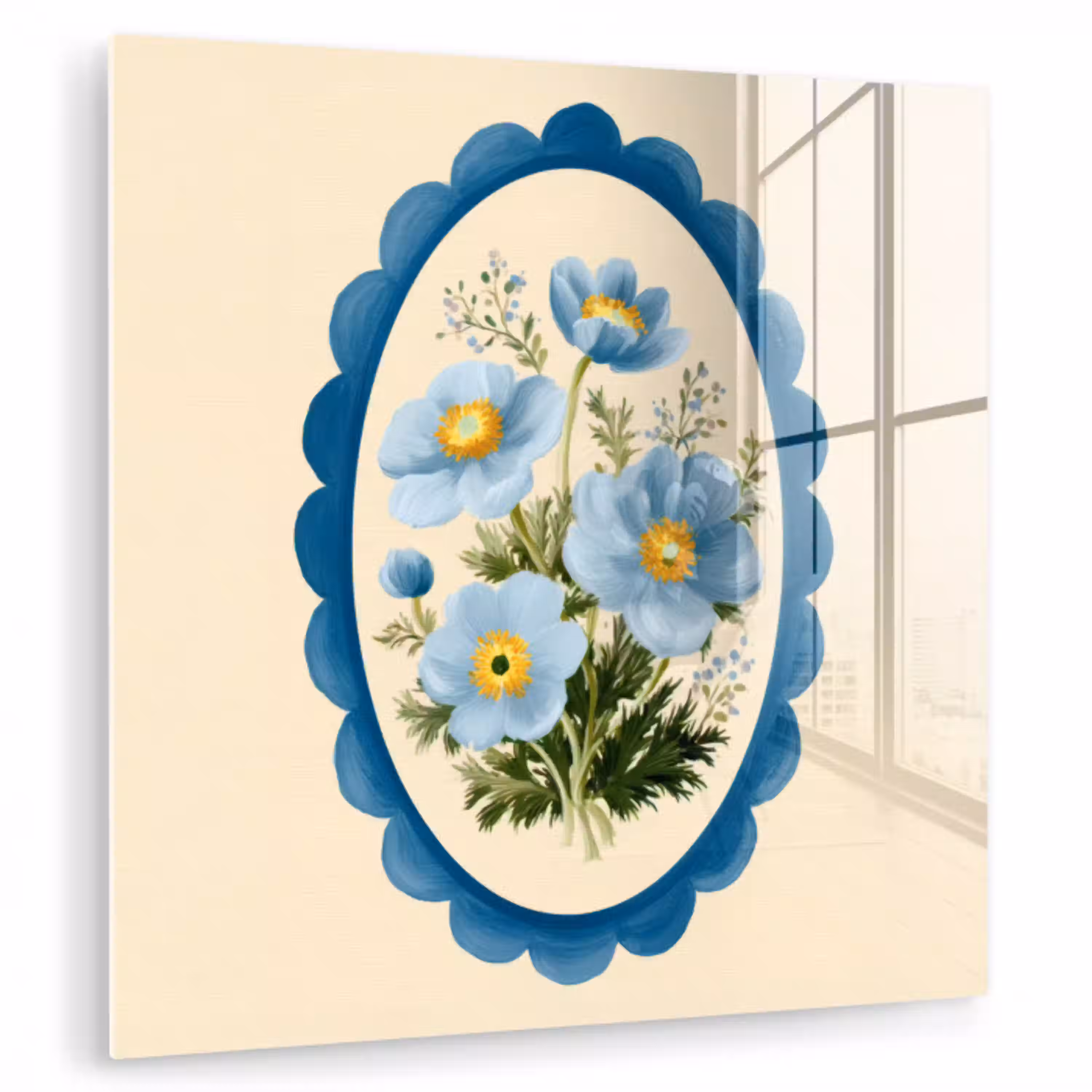 Lijst - Bloemen - Lichtblauw - Illustratie plexiglas 5mm klein -zzzproduct_nieuw