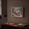 Kersttruck - Sneeuwbos - Rood Light Box met batterij (Wandlamp) middel -sfeer1