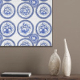 Cirkels - Bloemen - Blauw PET vilt klein 837 -sfeer6_closeup