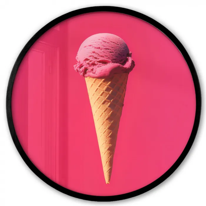 Schepijs - Roze - Hoorntje Fotolijst rond zonder passe partout klein -3d