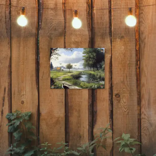 Zandpad - Groen landschap - Water tuinposter los doek klein -sfeer1