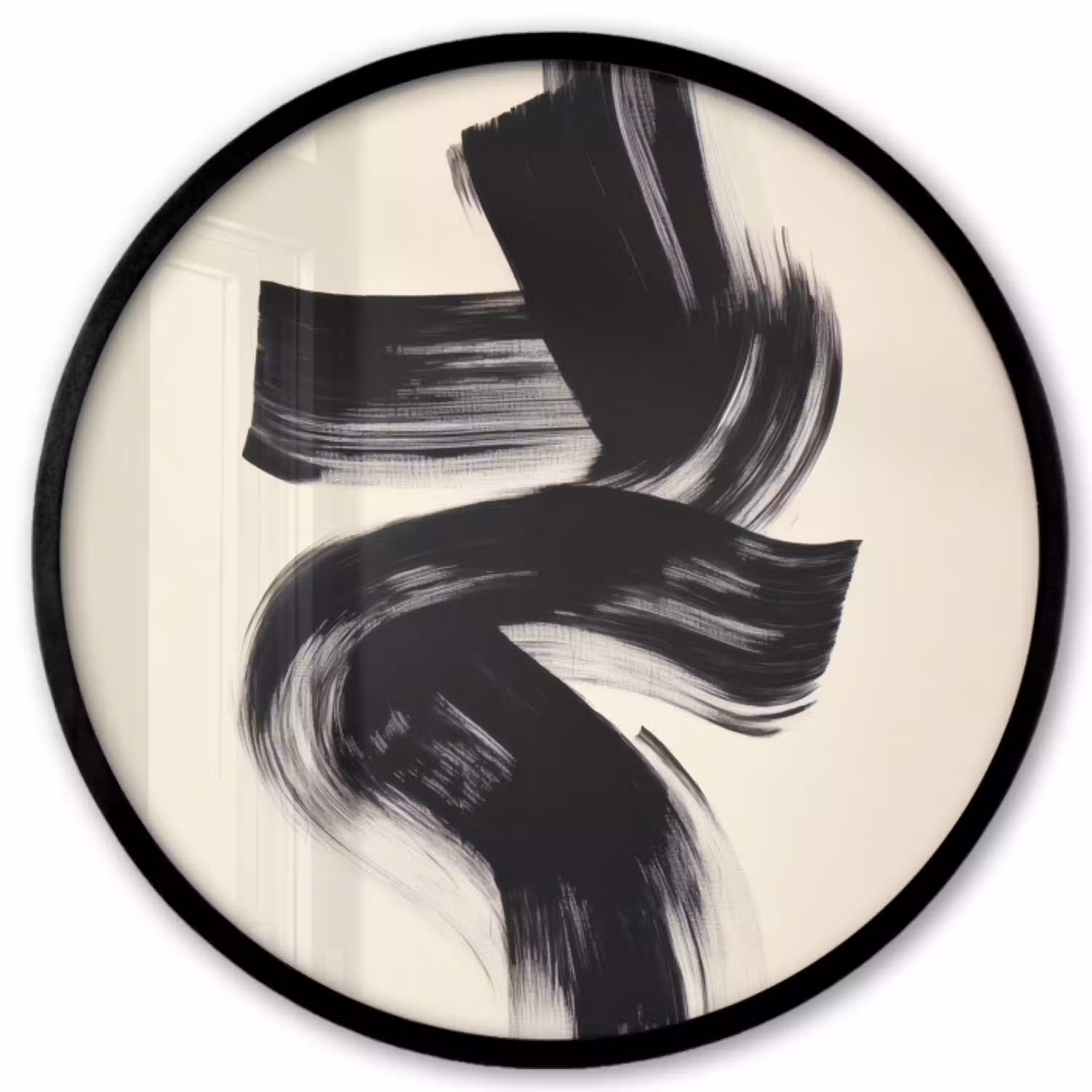 Strepen - Zwart - Abstract Fotolijst rond zonder passe partout klein -3d