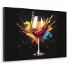Wijn - Glas - Graffiti - Borrel - Rood - Verf Textielframe zwart klein -3d