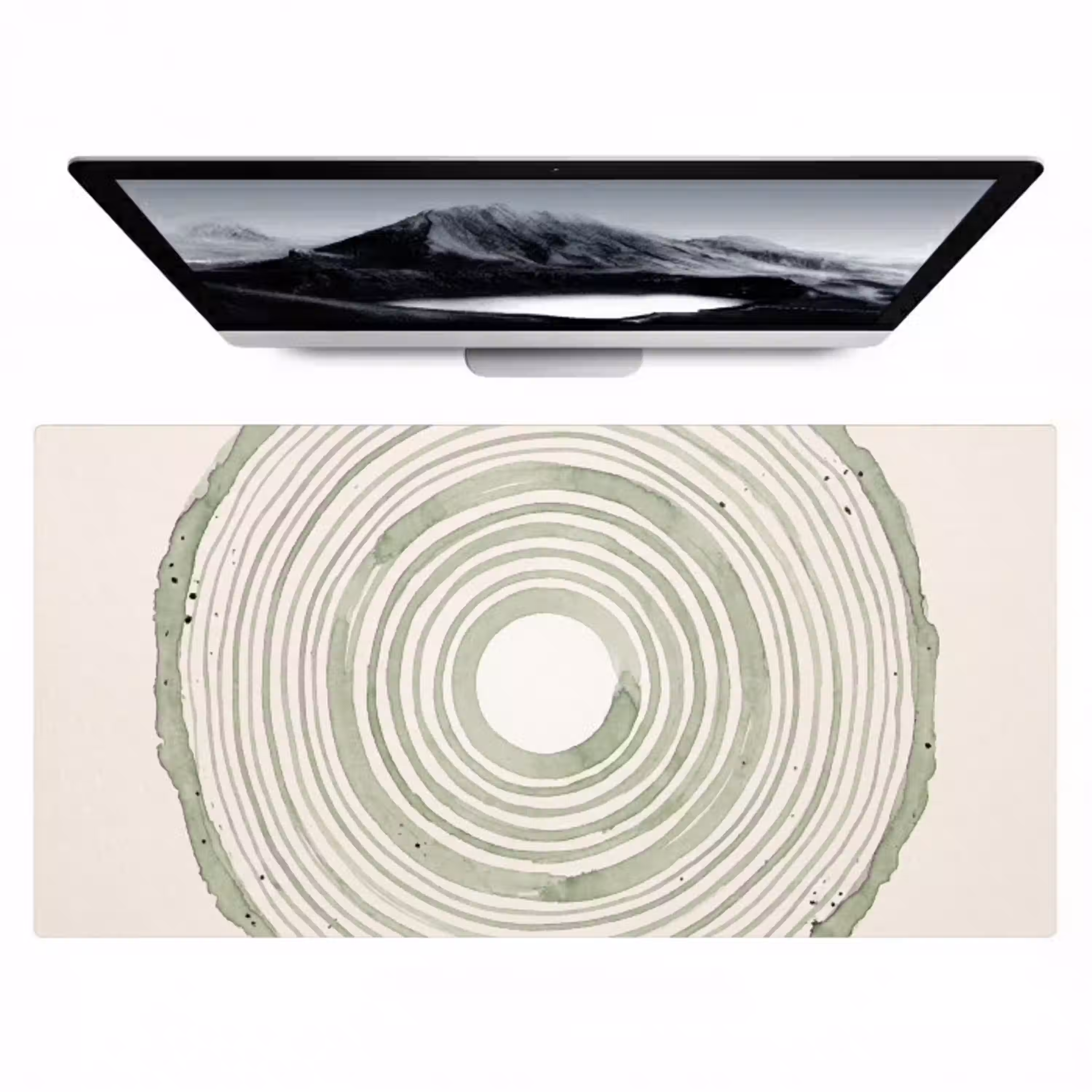 Abstractie - Cirkels - Waterverf - Groen - Modern Muismat XXL klein -zzz3d