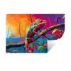 Kameleon - Tak - Gestreept - Bladeren Muursticker klein -3d