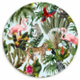 Jungle - Dieren - Meisjes - Kinderen - Jongens - Flamingo - Papegaai Wandcirkel kunststof plaat 5mm dik klein -3d