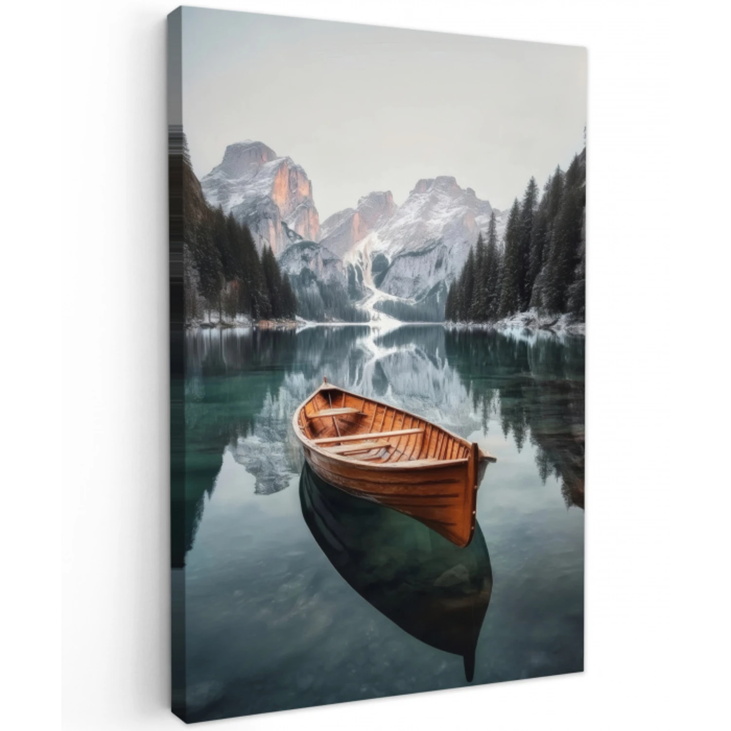 Boot - Bergen - Natuur - Water Tuinposter op houten frame 2 cm dik klein -3d