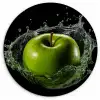 Appel - Groen - Fruit - Water - Zwart KitchenYeah - Keuken - Wandcirkel Forex klein -3d