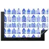 Patroon - Huizen - Blauw Inductie beschermer vinyl 3mm klein 276 -3d